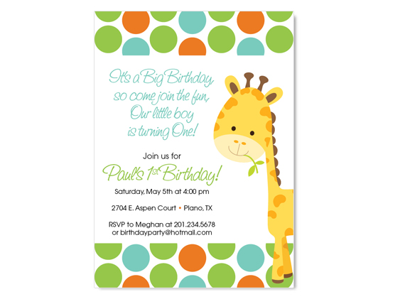 Giraffe Birthday / Baby Invitation - Custom Colors