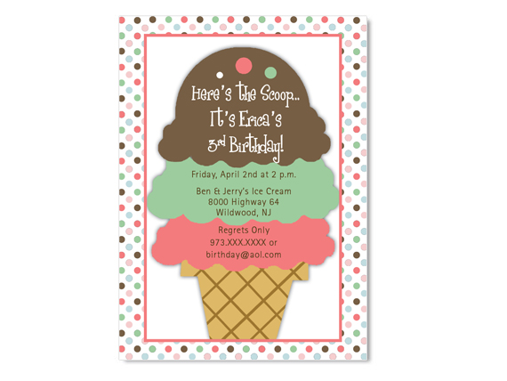 Ice Cream Sundae Birthday Invitation - Custom Colors